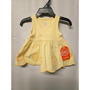 NWT Infant Girls Yellow Ruffle Tank Top Size 12 Months - Flower Print